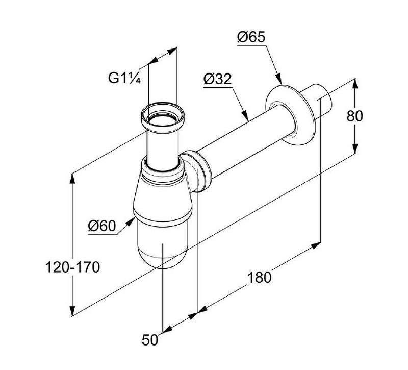 Сифон для раковины Kludi 1010505-00 Хром от магазина ЛесКонПром.ру