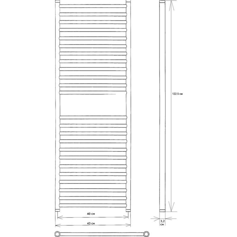 Водяной полотенцесушитель EWRIKA Медея S 120х40 Хром от магазина ЛесКонПром.ру