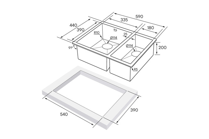 Мойка врезная левая PAULMARK Zusat 80530322 от магазина ЛесКонПром.ру