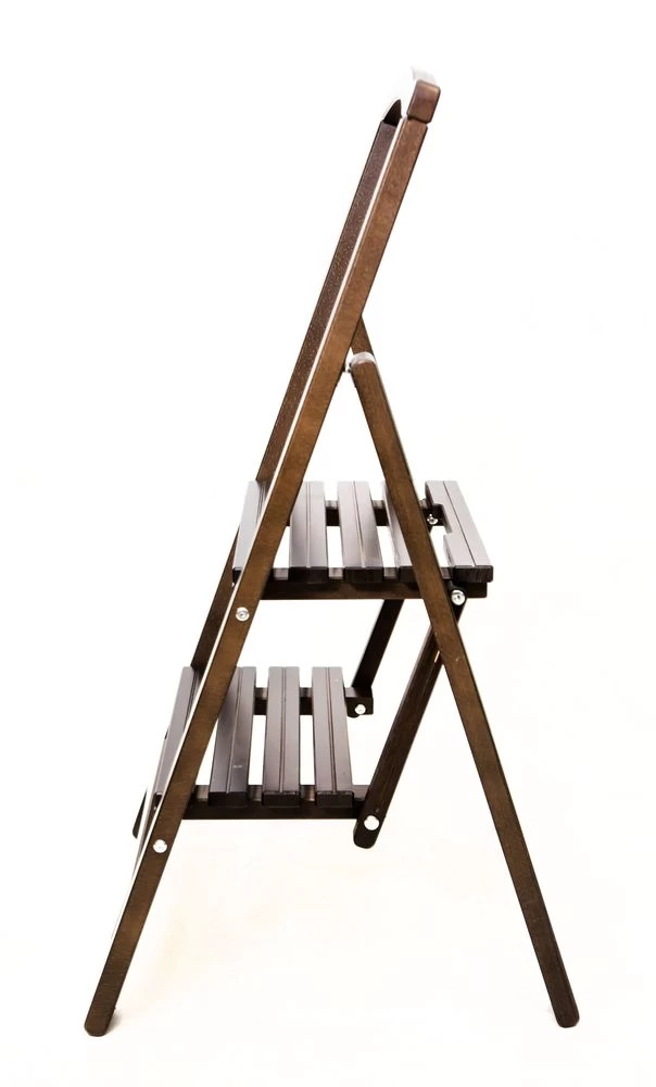 Стремянка деревянная с широкими ступенями Hoz-Block Микки 2 ступени Венге (арт. СДМ-2В) от магазина ЛесКонПром.ру