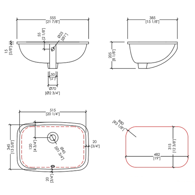 Раковина Devon&Devon Swindon 55 ACSWINDONDS bi Белая от магазина ЛесКонПром.ру
