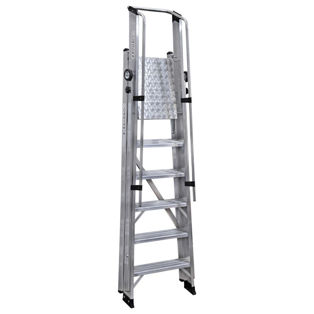 Складская профессиональная алюминиевая стремянка 6 ступеней CAGSAN арт.VE5 от магазина ЛесКонПром.ру