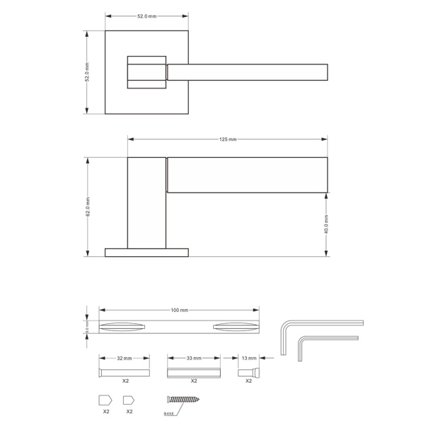 Ручки дверные NEODECO Sunset EN никель от магазина ЛесКонПром.ру