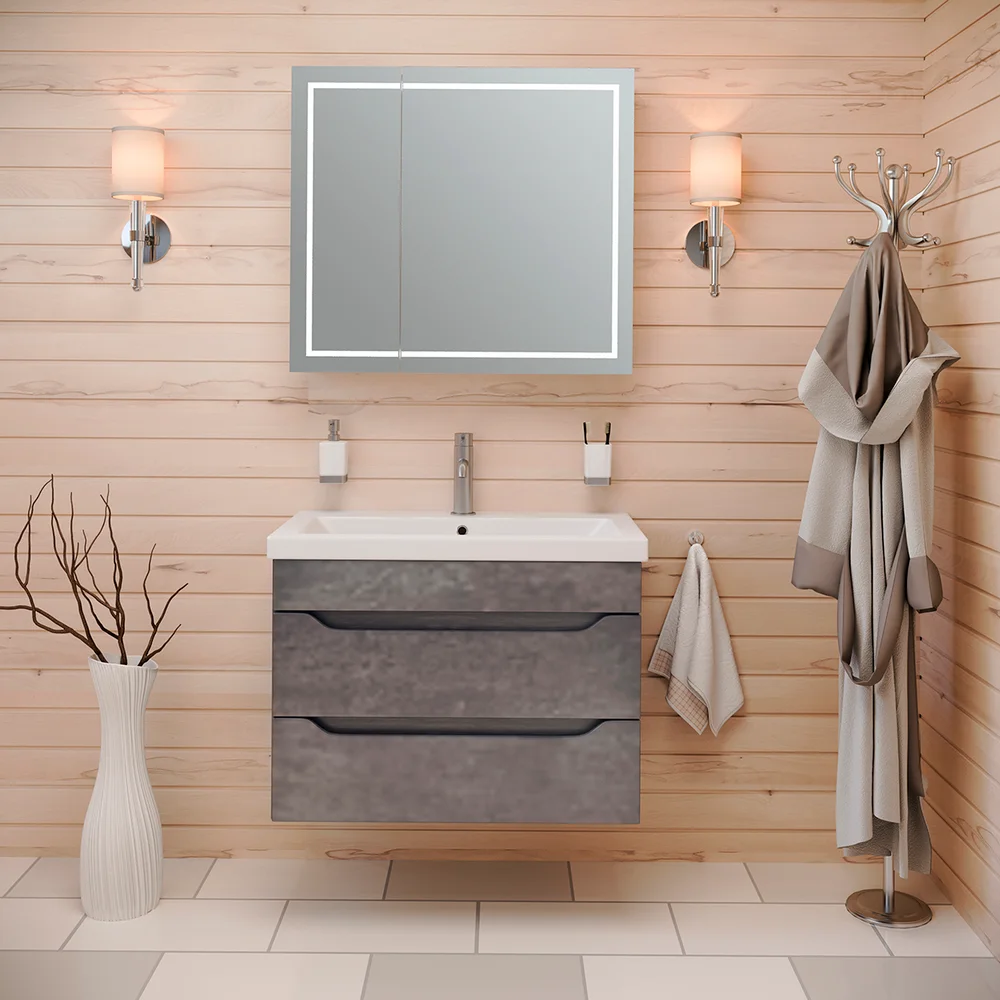 Зеркало-шкаф Emmy Родос 80 с подсветкой от магазина ЛесКонПром.ру