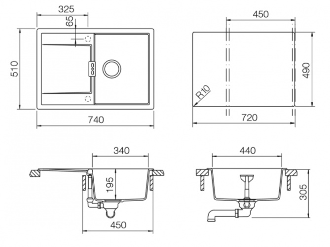 Кухонная мойка ETON 45D CRISTADUR 700972 SCHOCK от магазина ЛесКонПром.ру