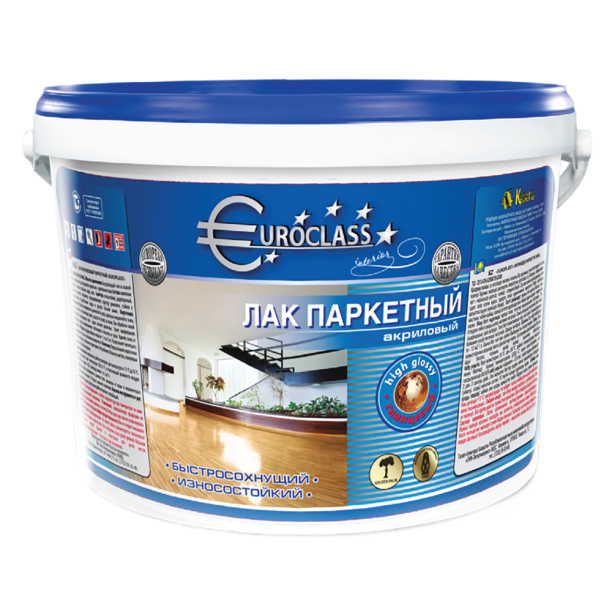 Лак паркетный акриловый глянцевый Euroclass 0,8 л от магазина ЛесКонПром.ру