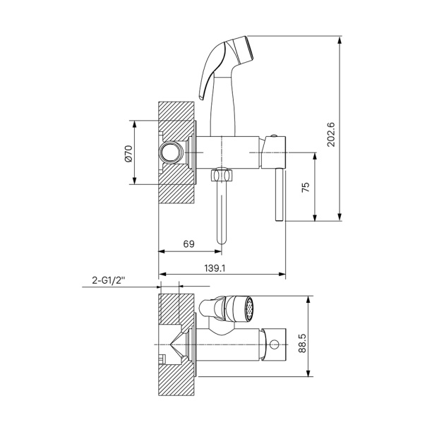 Гигиенический душ Milardo Neat встраиваемый белый от магазина ЛесКонПром.ру