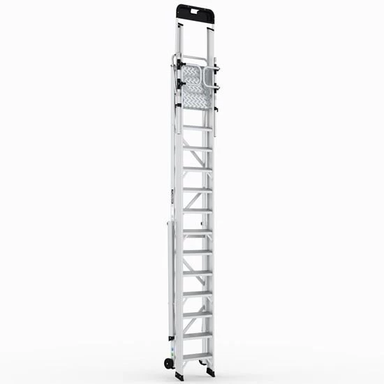 Складская профессиональная алюминиевая стремянка 13 ступеней с опорами CAGSAN арт.КPN12 от магазина ЛесКонПром.ру