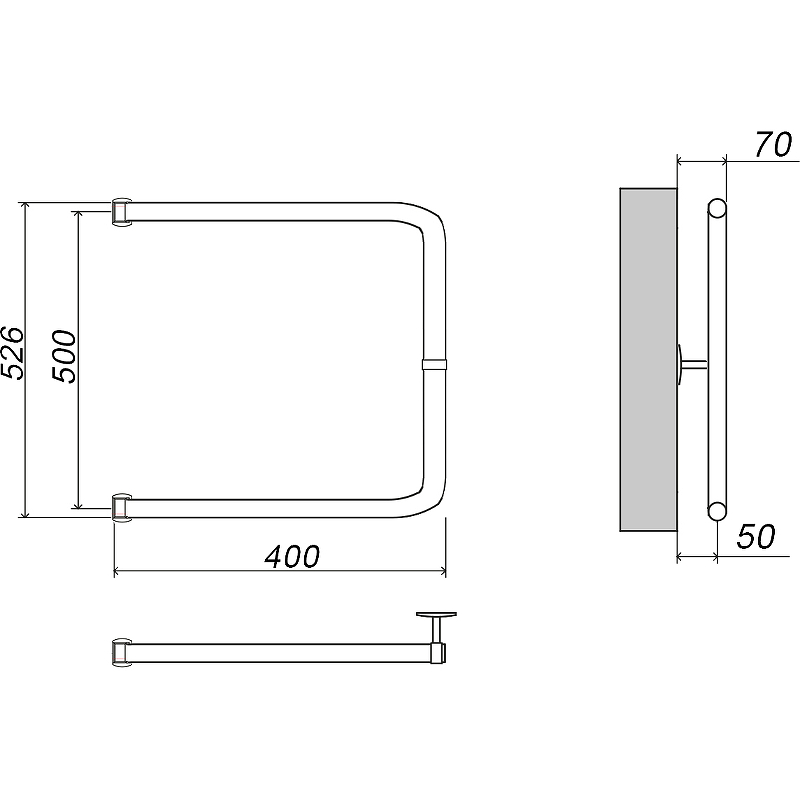 Водяной полотенцесушитель Grota Modesto 50х40 Хром от магазина ЛесКонПром.ру