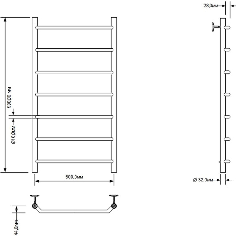 Водяной полотенцесушитель Aquanet Fiona 100x50 266738 Хром от магазина ЛесКонПром.ру