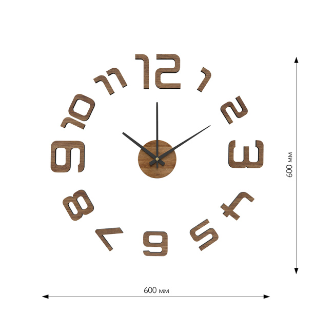 Часы-наклейки d60 см темное дерево от магазина ЛесКонПром.ру