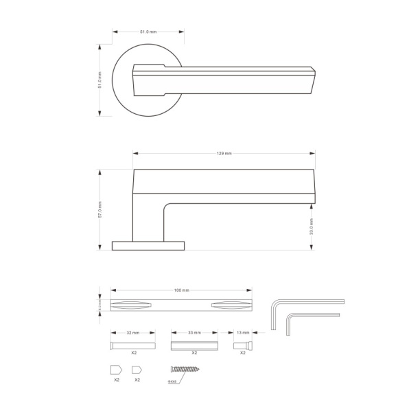 Ручки дверные NEODECO Olive EZ никель от магазина ЛесКонПром.ру