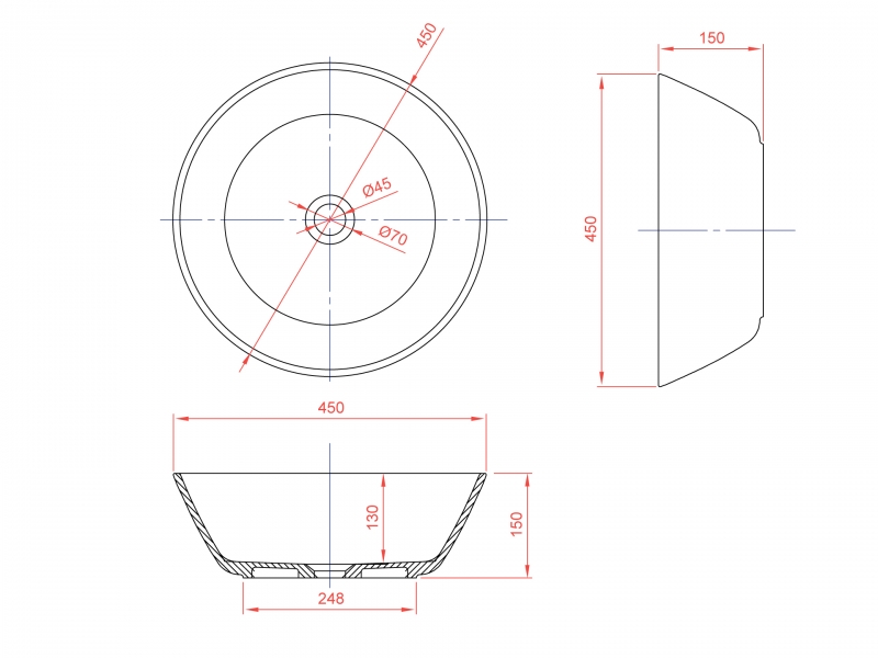 Раковина-чаша Montebianco Piemont 450 12043 Белая от магазина ЛесКонПром.ру