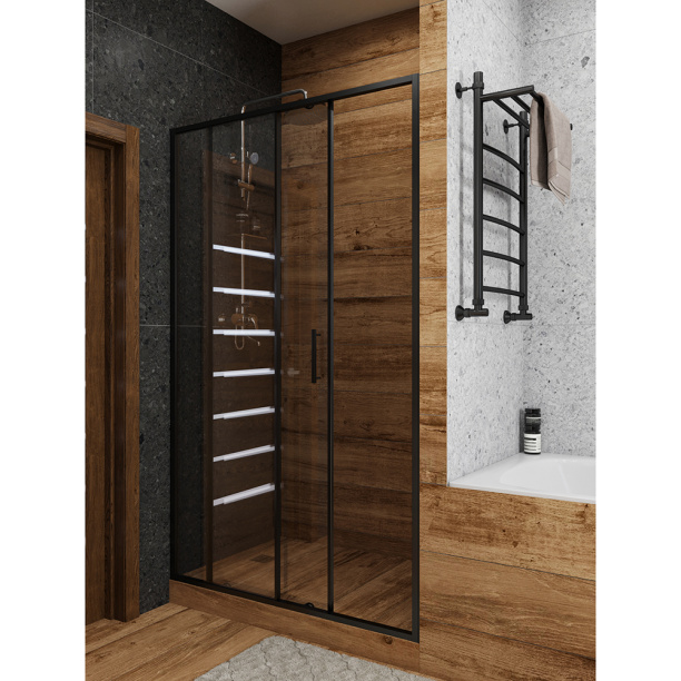 Душевая дверь FLUMEN Sangro 140х195 см черный профиль от магазина ЛесКонПром.ру