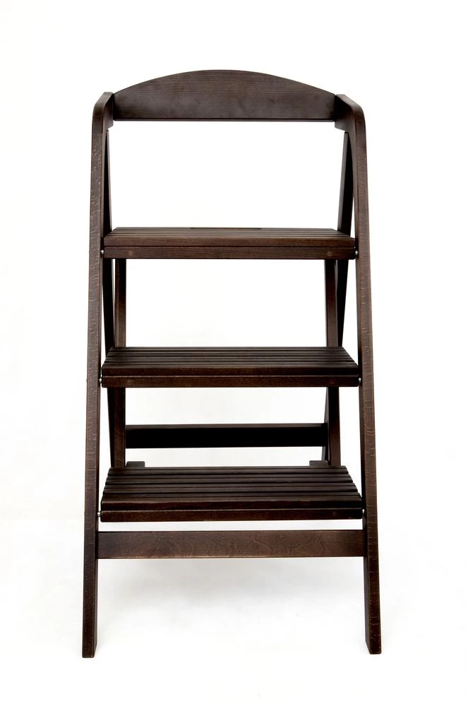 Стремянка-стул деревянная с широкими ступенями Hoz-Block Микки-Трон 3 ступени Венге (арт. СДМТС-3В) от магазина ЛесКонПром.ру