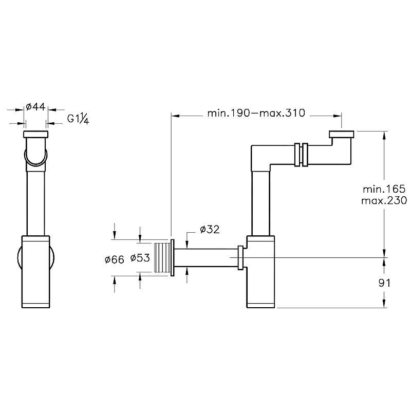 Сифон для раковины Vitra Syphon A45133 Хром от магазина ЛесКонПром.ру