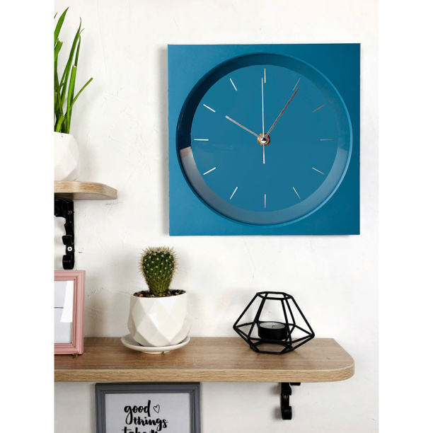 Часы настенные квадратные Голубые 20х20 см от магазина ЛесКонПром.ру