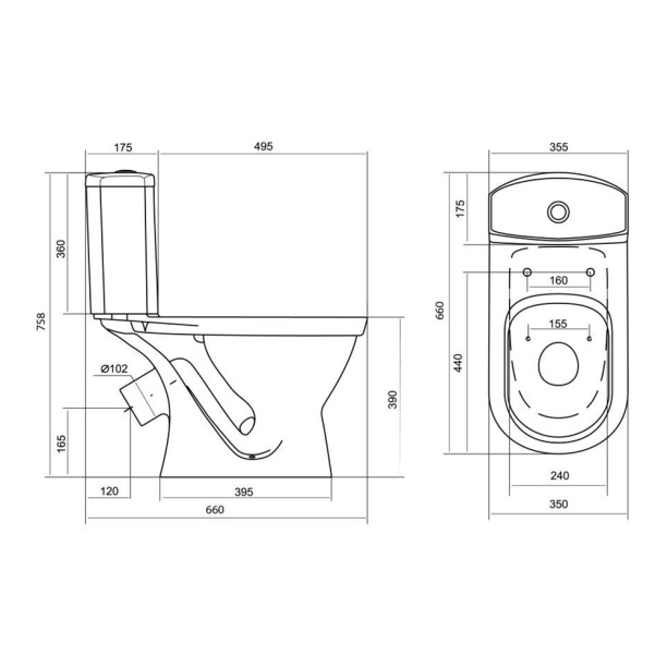 Унитаз-компакт Santek Алькор с сиденьем от магазина ЛесКонПром.ру
