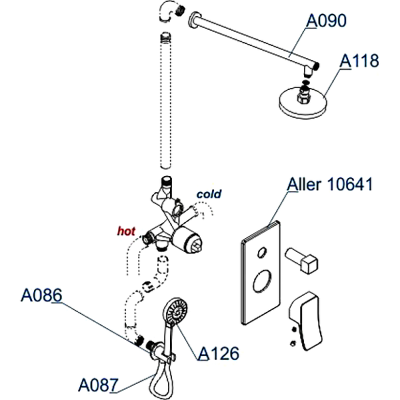 Душевая система WasserKRAFT Aller A16190 Хром от магазина ЛесКонПром.ру