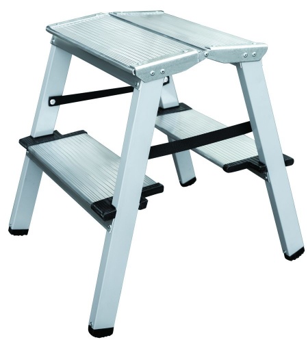 Стремянка стальная двухсторонняя  с широкой ступенью Новая Высота 2 ступени (арт. 1147202) от магазина ЛесКонПром.ру