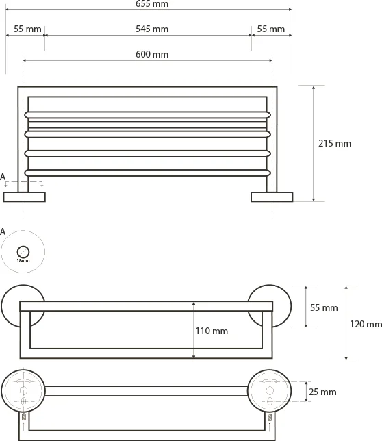 Полка Bemeta Neo 104205075 для полотенец от магазина ЛесКонПром.ру