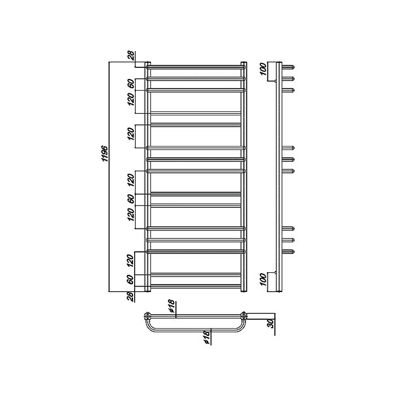 Водяной полотенцесушитель Ravak Cube 50х120 X04000083670 Хром от магазина ЛесКонПром.ру
