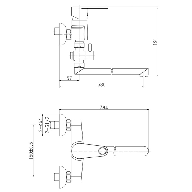 Смеситель для ванны Cersanit Cari длинный излив хром от магазина ЛесКонПром.ру