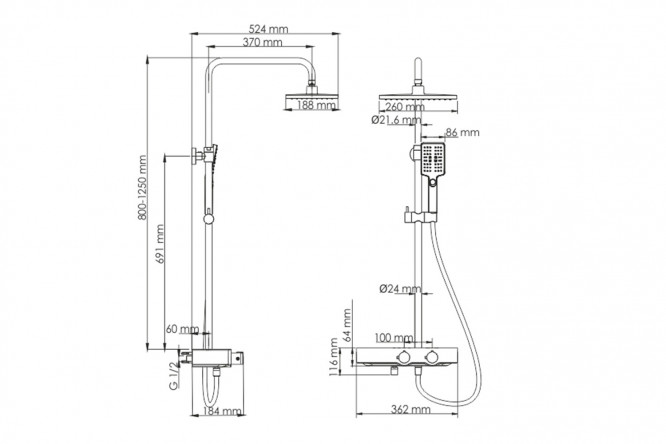 Душевой комплект WasserKRAFT 80382145 от магазина ЛесКонПром.ру