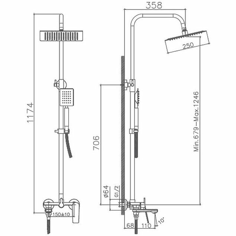Душевая система Haiba HB24533-3 Пепельный от магазина ЛесКонПром.ру