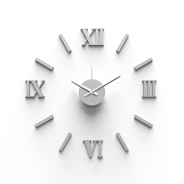 Часы-наклейки d60 см матовый хром от магазина ЛесКонПром.ру