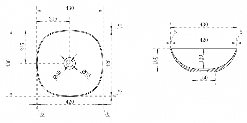 Раковина-чаша Abber Kristall 43 AT2806Onyx Черная от магазина ЛесКонПром.ру