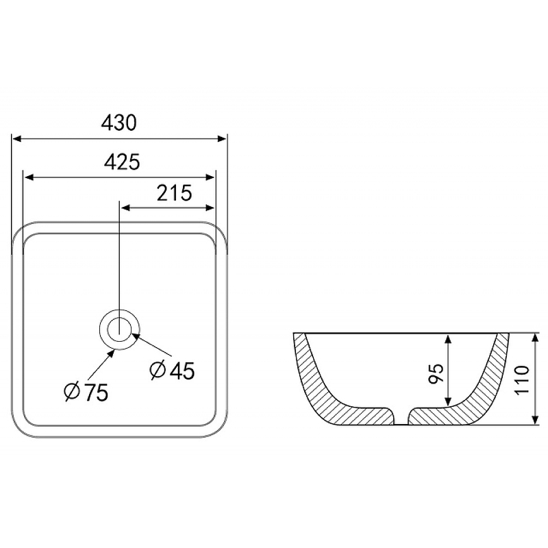 Раковина-чаша Abber Rechteck 43 AC2205GG Золото от магазина ЛесКонПром.ру