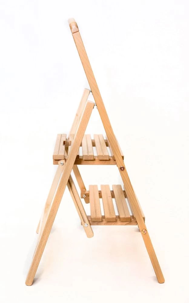 Стремянка деревянная с широкими ступенями Hoz-Block Микки 2 ступени Светлая (арт. СДМ-2С) от магазина ЛесКонПром.ру