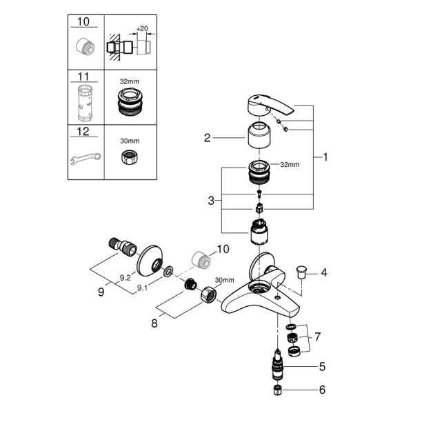 Смеситель для ванны GROHE Start от магазина ЛесКонПром.ру