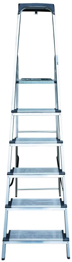 Стремянка алюминиевая с широкой ступенью и органайзером Новая Высота 6 ступеней (арт. 1118106) от магазина ЛесКонПром.ру