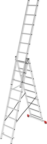 Лестница алюминиевая трехсекционная полупрофессиональная Новая Высота 3x9 арт. 2230309 от магазина ЛесКонПром.ру