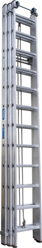 Лестница алюминиевая трехсекционная индустриальная с тросом Новая Высота 3х12 арт. 5250312 от магазина ЛесКонПром.ру