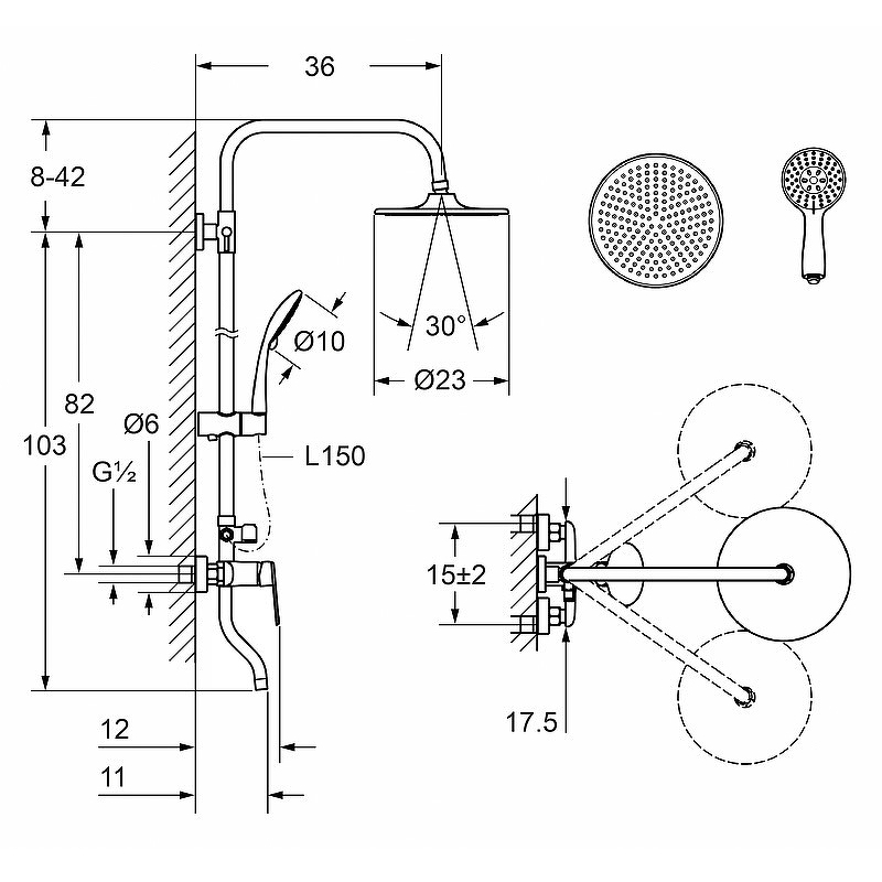 Душевая система Laguraty 17060B Черный от магазина ЛесКонПром.ру