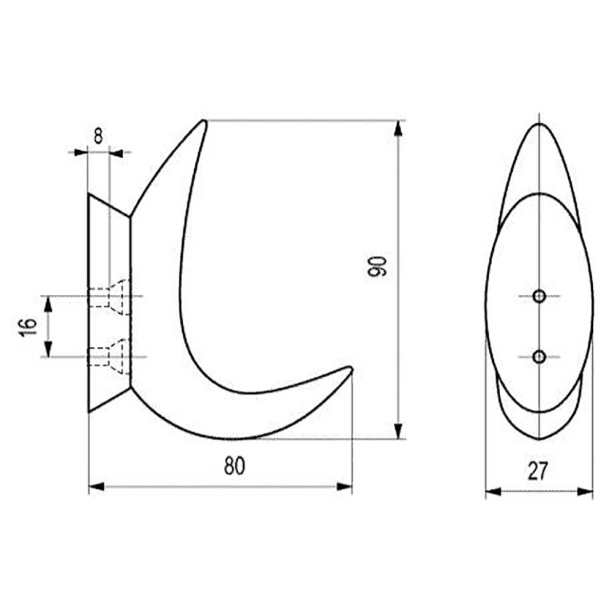 Крючок мебельный K-005 010 никель от магазина ЛесКонПром.ру