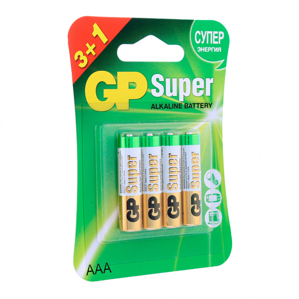 Батарейка GP Super LR03(АAА) 4 шт от магазина ЛесКонПром.ру
