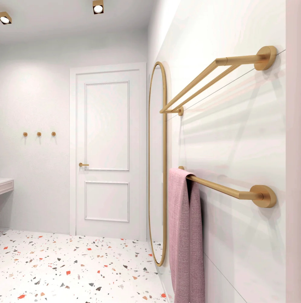 Полотенцедержатель Bemeta Sablo 160204052 двойной, матовое золото от магазина ЛесКонПром.ру