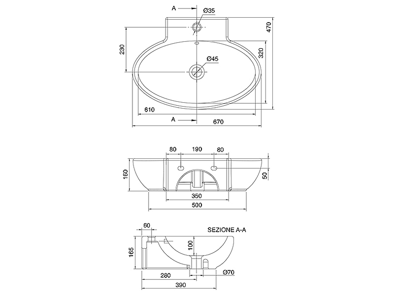 Раковина Scarabeo Planet 67 8109 Белая от магазина ЛесКонПром.ру