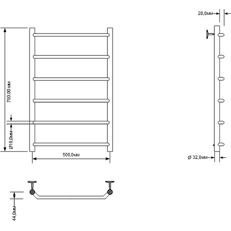 Водяной полотенцесушитель Aquanet Fiona 80x50 266737 Хром от магазина ЛесКонПром.ру