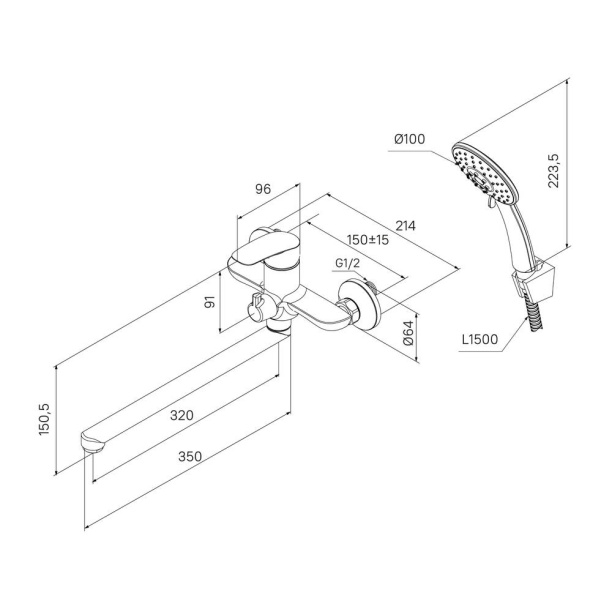 Термостатический смеситель для ванны SWEDBE Mercury от магазина ЛесКонПром.ру