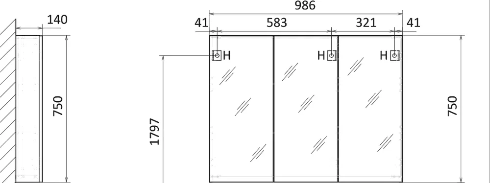 Зеркало-шкаф Raval Statik 100 от магазина ЛесКонПром.ру