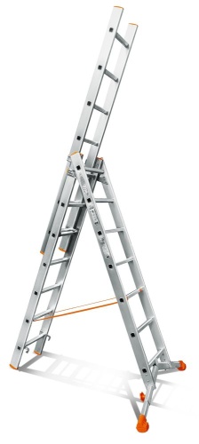 Трехсекционная алюминиевая лестница ЮВЕЛИР 3Х7 ступеней Эйфель от магазина ЛесКонПром.ру