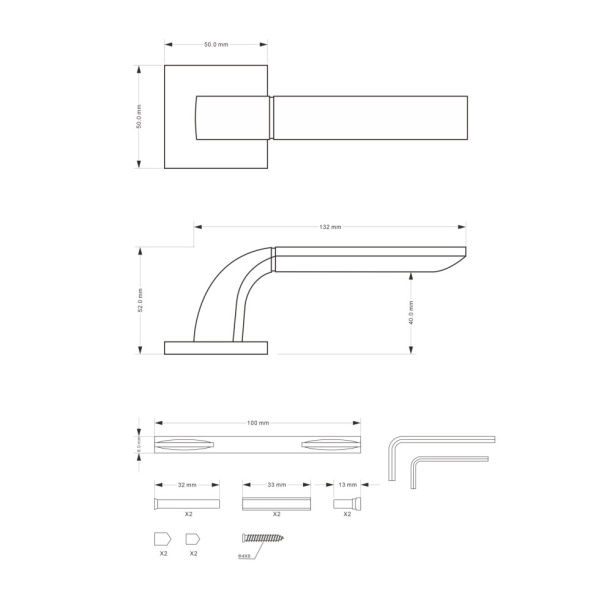 Ручки дверные NEODECO Waterfall EN никель от магазина ЛесКонПром.ру
