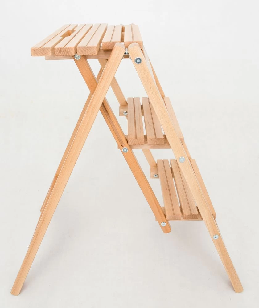 Стремянка-табурет деревянная с широкими ступенями Hoz-Block Микки 2 ступени Светлая (арт. СДМТ-2С) от магазина ЛесКонПром.ру