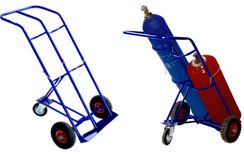 Тележка для перевозки 2-х баллонов с фиксацией ремнём КП 2  1422х596х822 RUSKLAD Комплект колес литых Ø250 мм (2шт) + Ø 160 мм (1шт) от магазина ЛесКонПром.ру