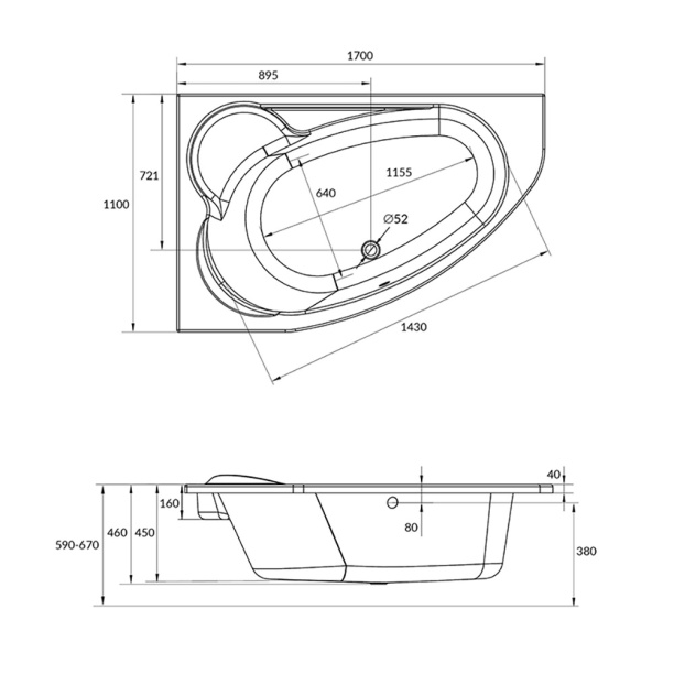 Акриловая ванна Cersanit Kaliope 170х110 см левая от магазина ЛесКонПром.ру